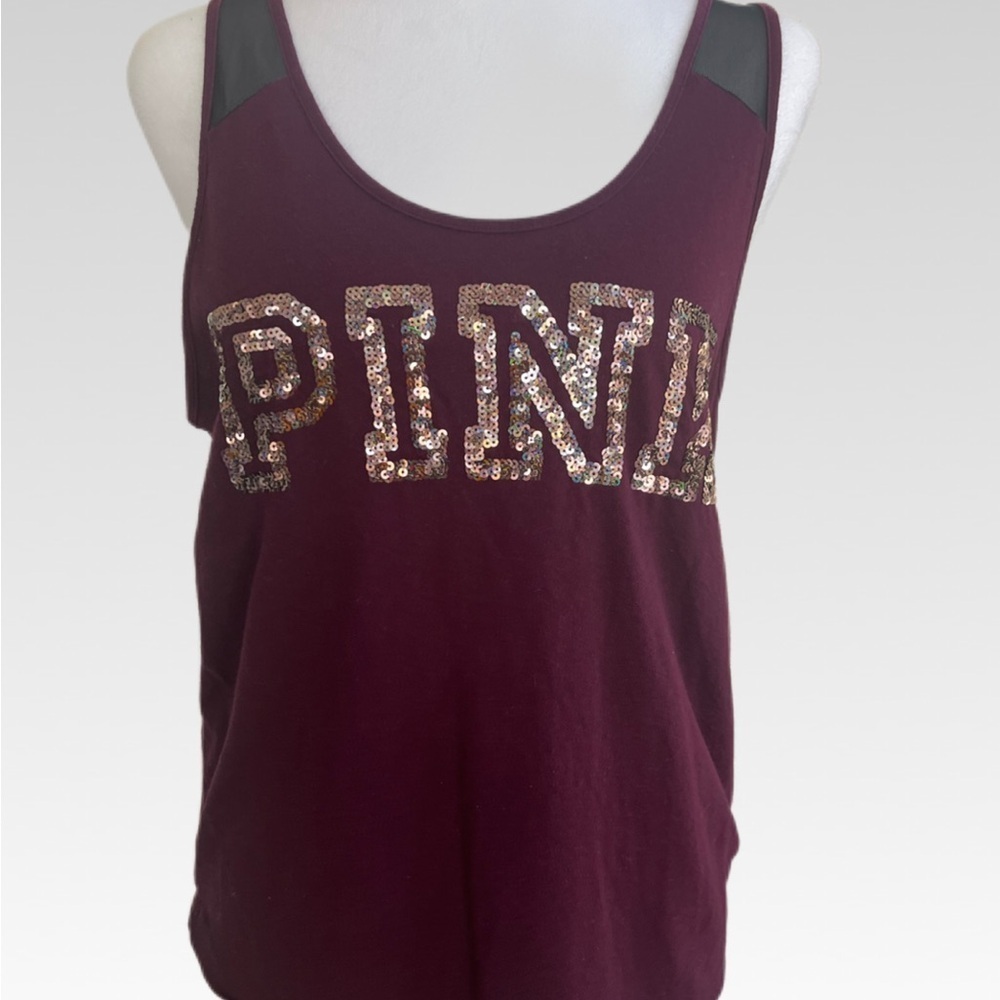 PINK Victoria's Secret Burgundy Sequin Tank Top size M
